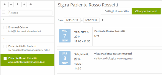 lista appuntamenti