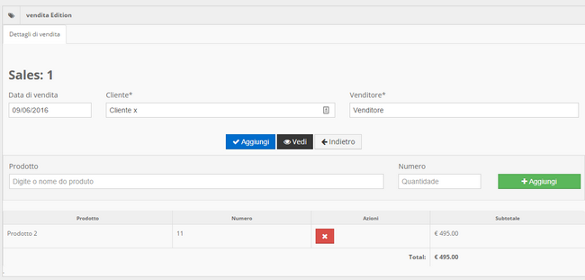 Vendite : dettaglio vendita